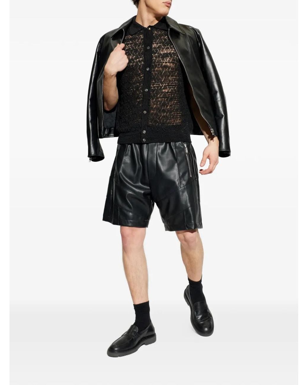 DSquared² Black Button-Up Open-Knit Shirt for men