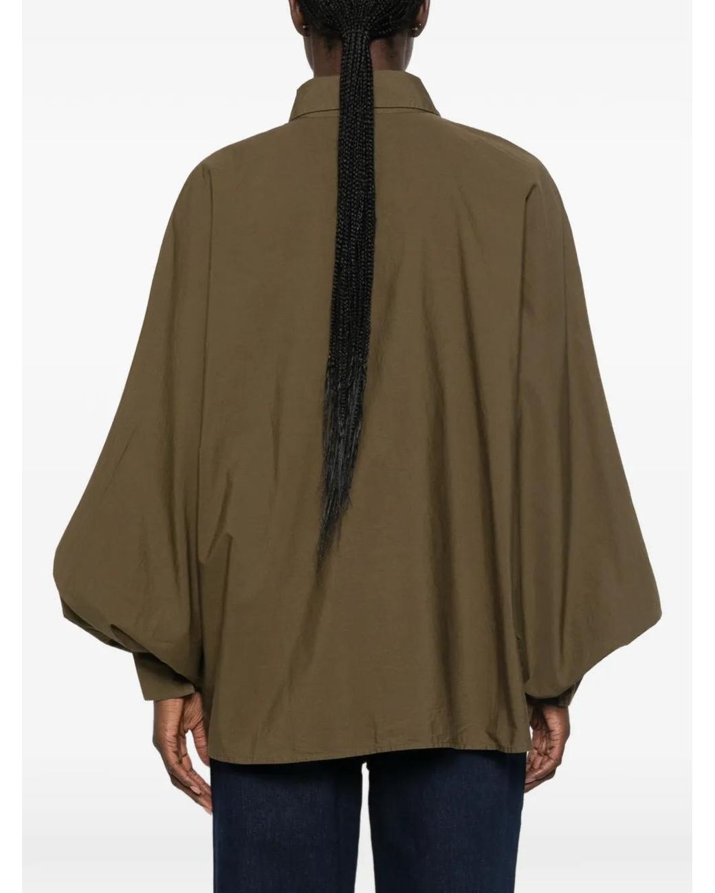 SOSUE Green Antonia Puff-Sleeves Shirt