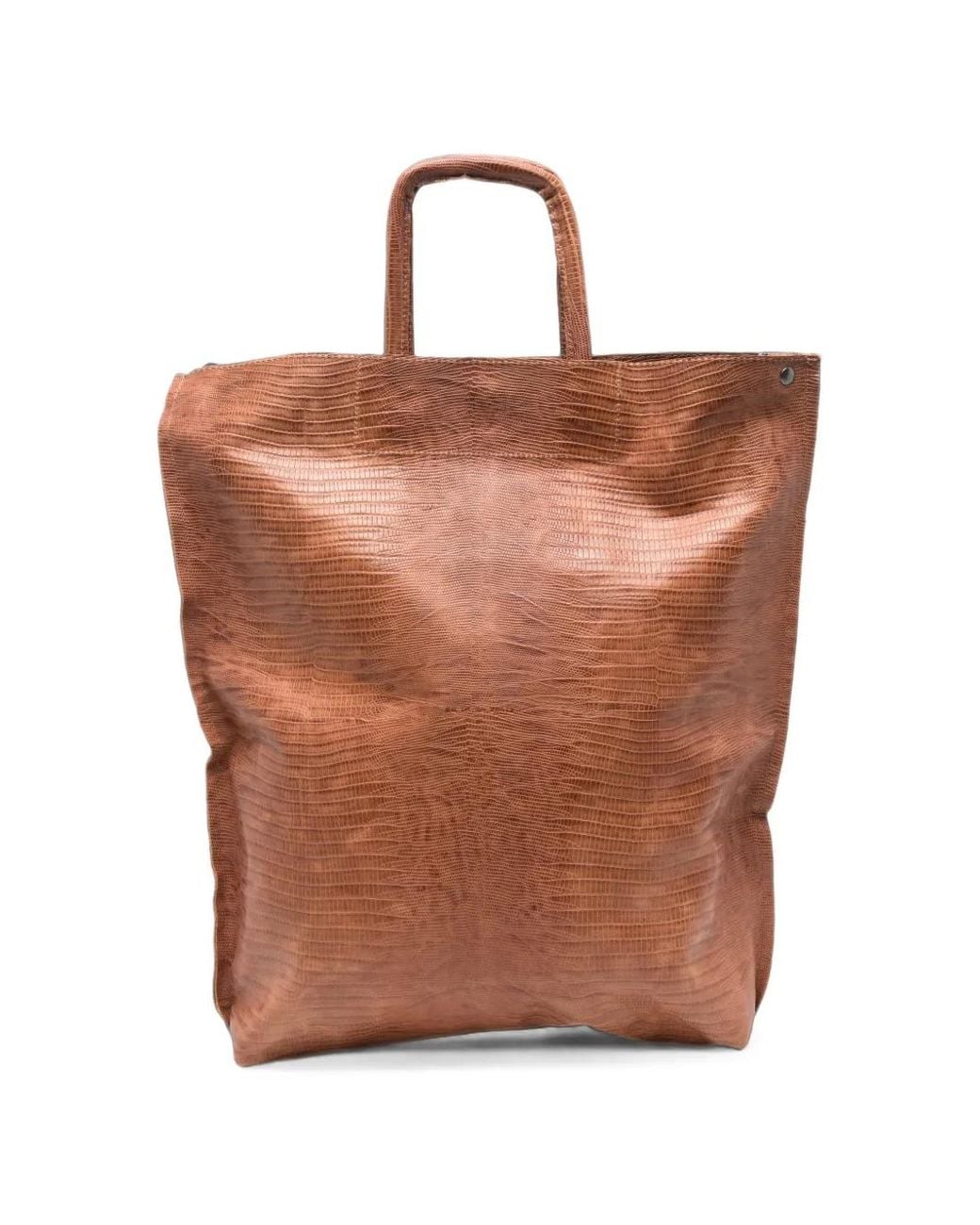 UN TÈ DA MATTI Brown Large Sporta Tejus-Effect Leather Tote Bag