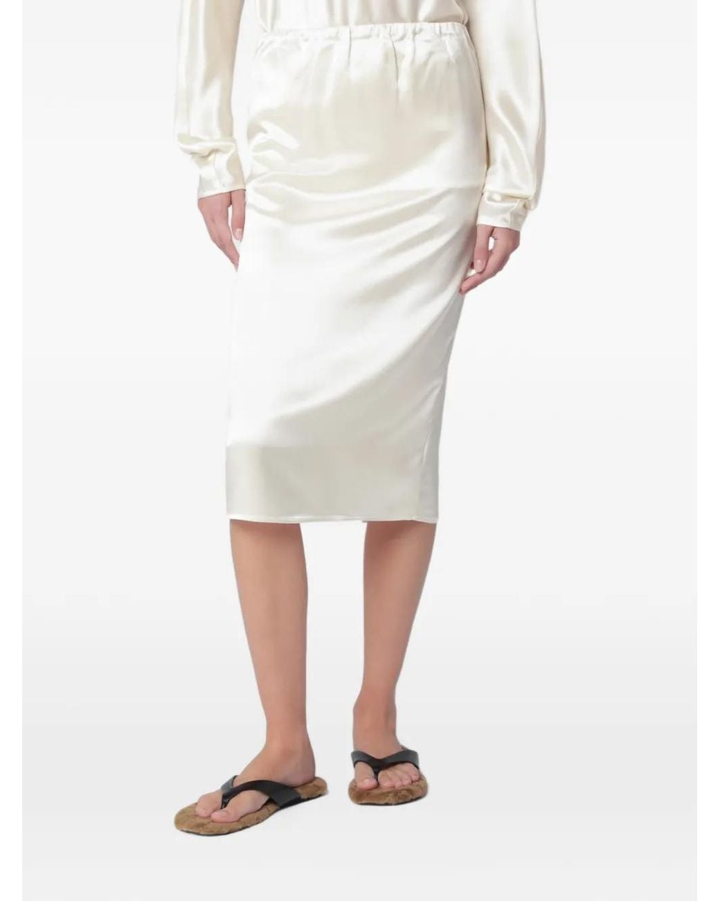 Almada Label White Liu Midi Skirt