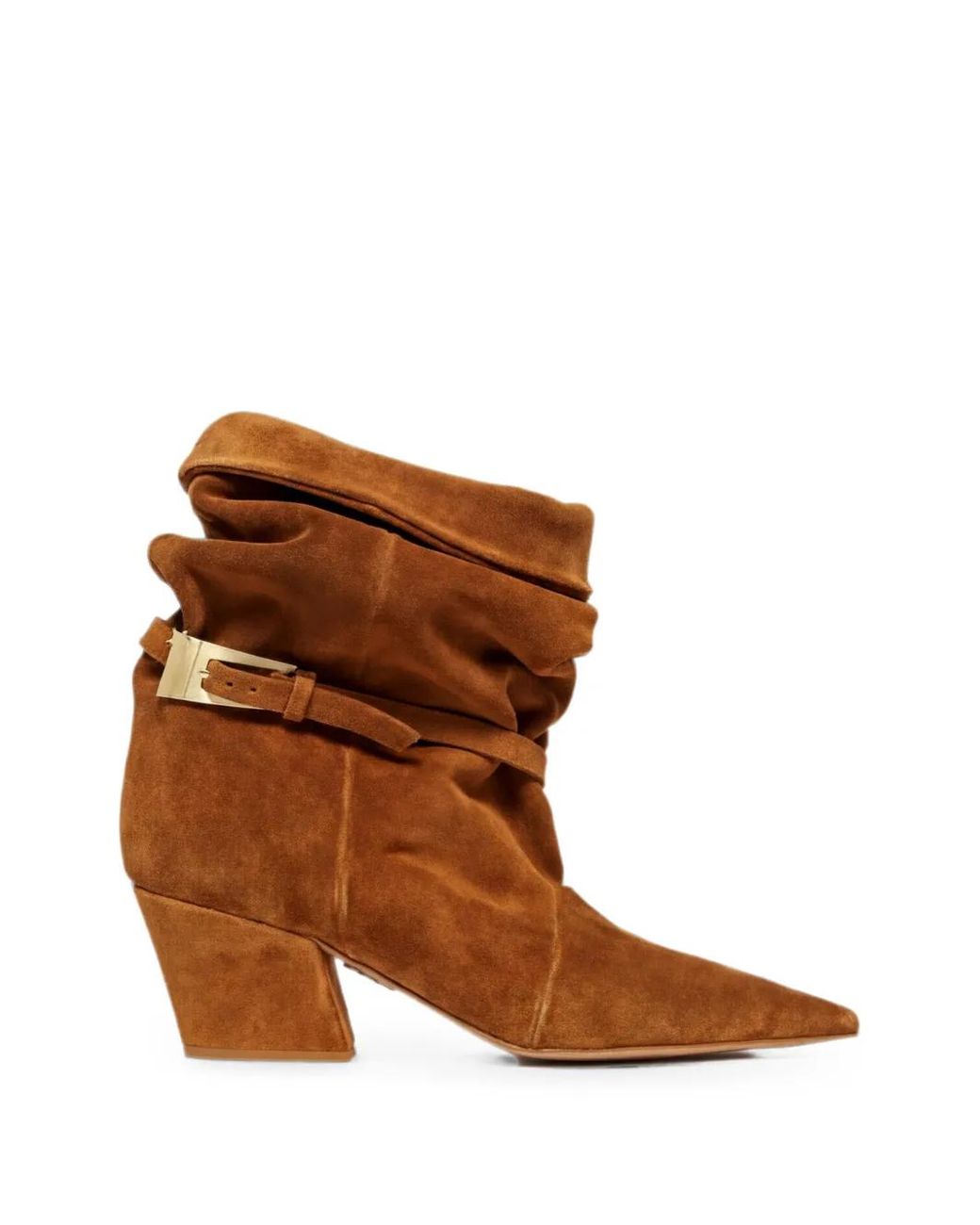 Aniye By Brown Pointed-Toe Buckle-Detail Boots