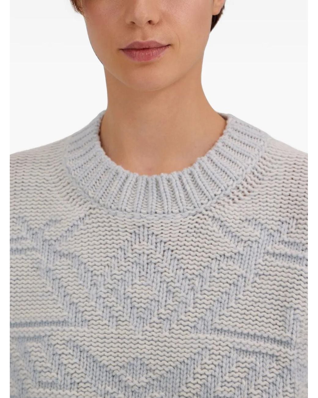 Herno White Vanisé-Inlay Snowflake-Motif Sweater