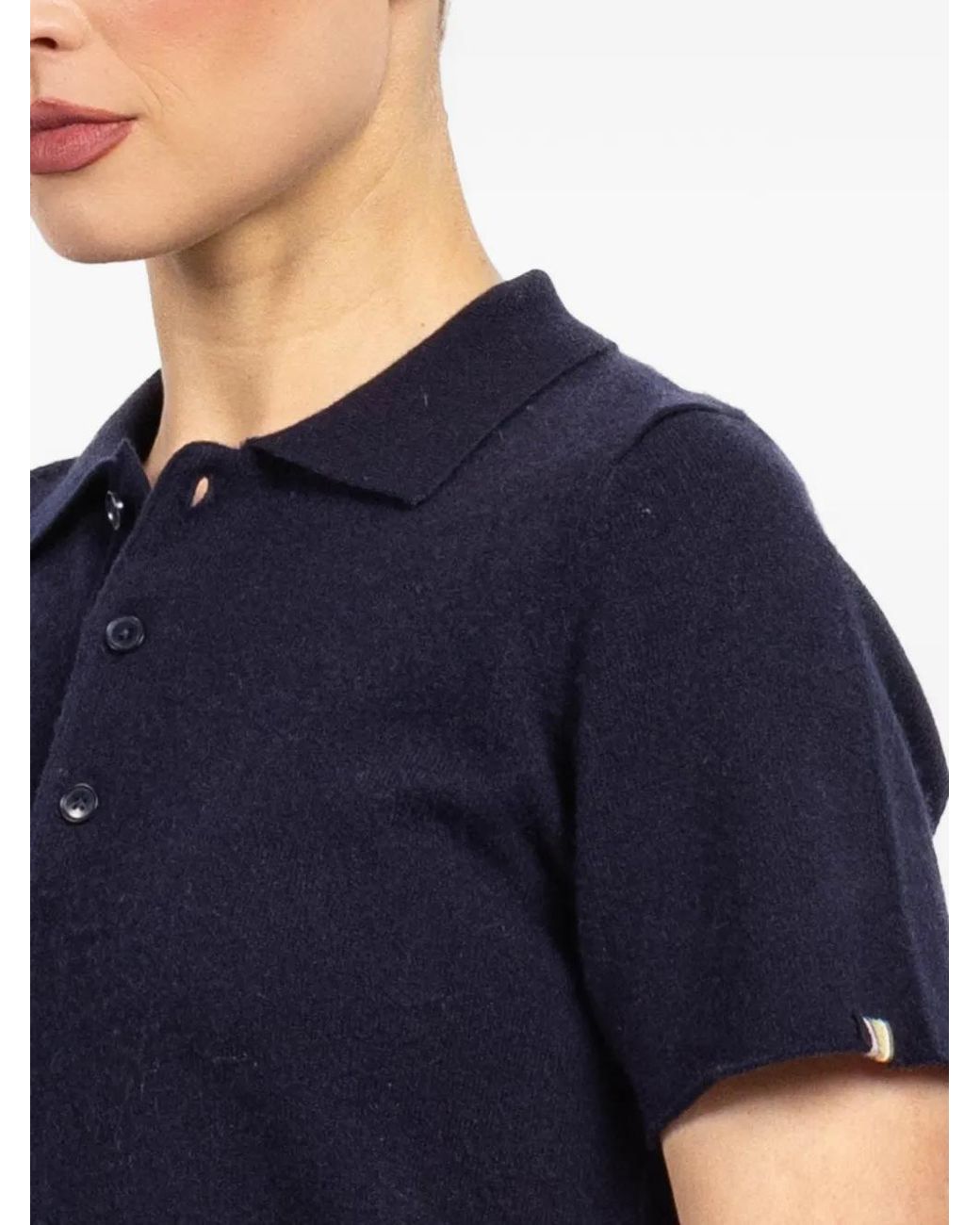 Extreme Cashmere Blue Short-Sleeve Polo Top
