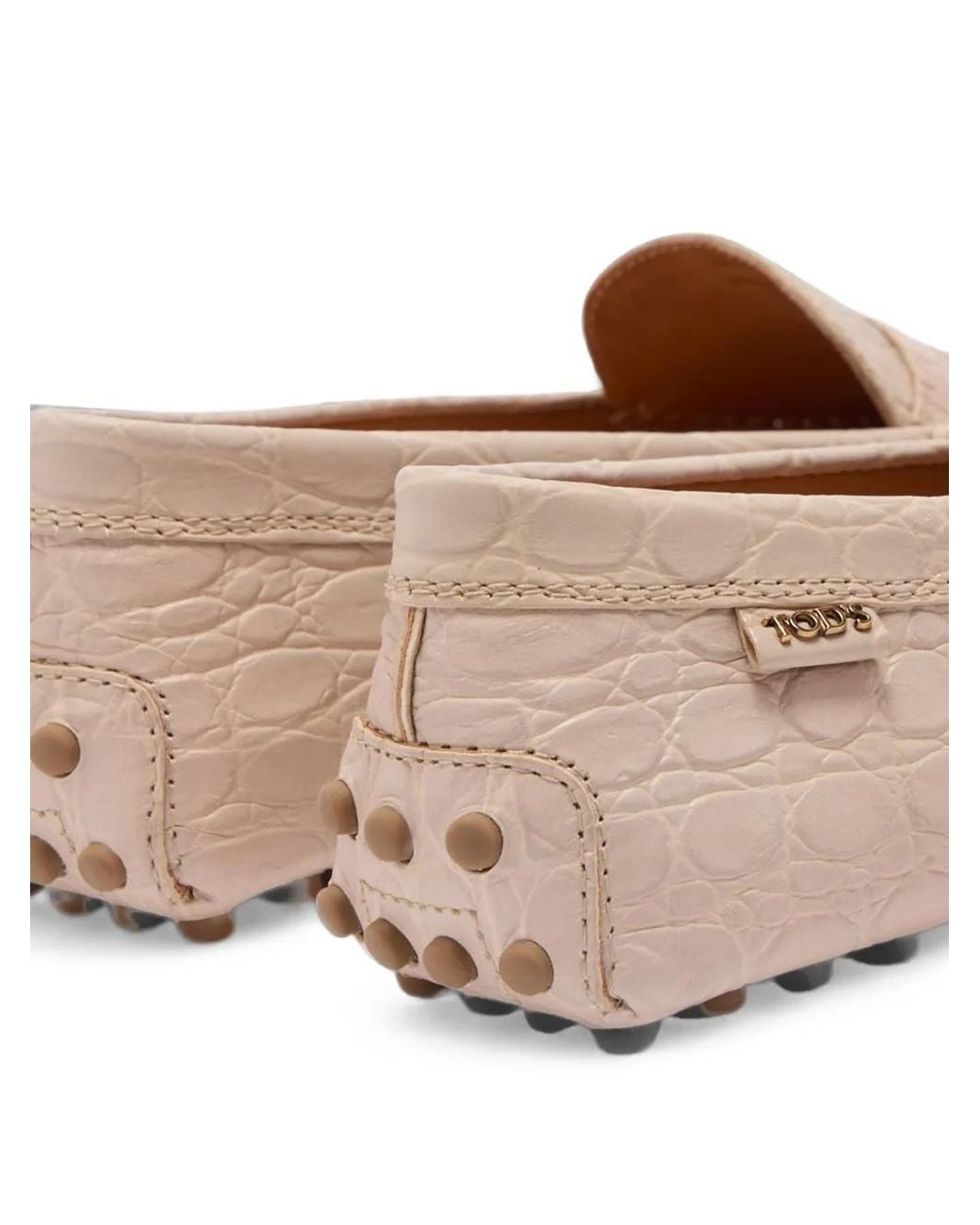 Tod's Pink Gommino Croc-Effect Loafers