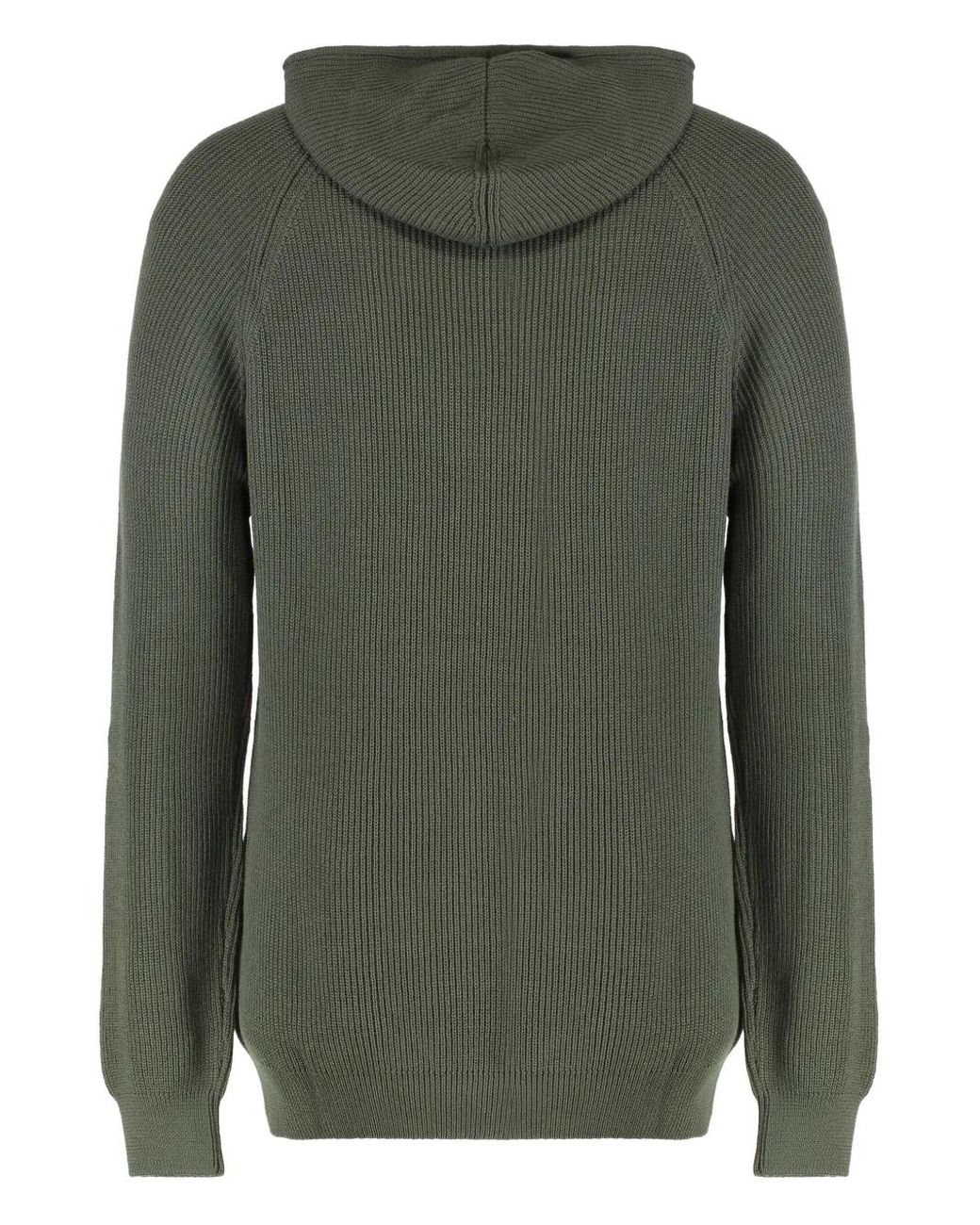 Moorer Green Ribbed Hoodie for men