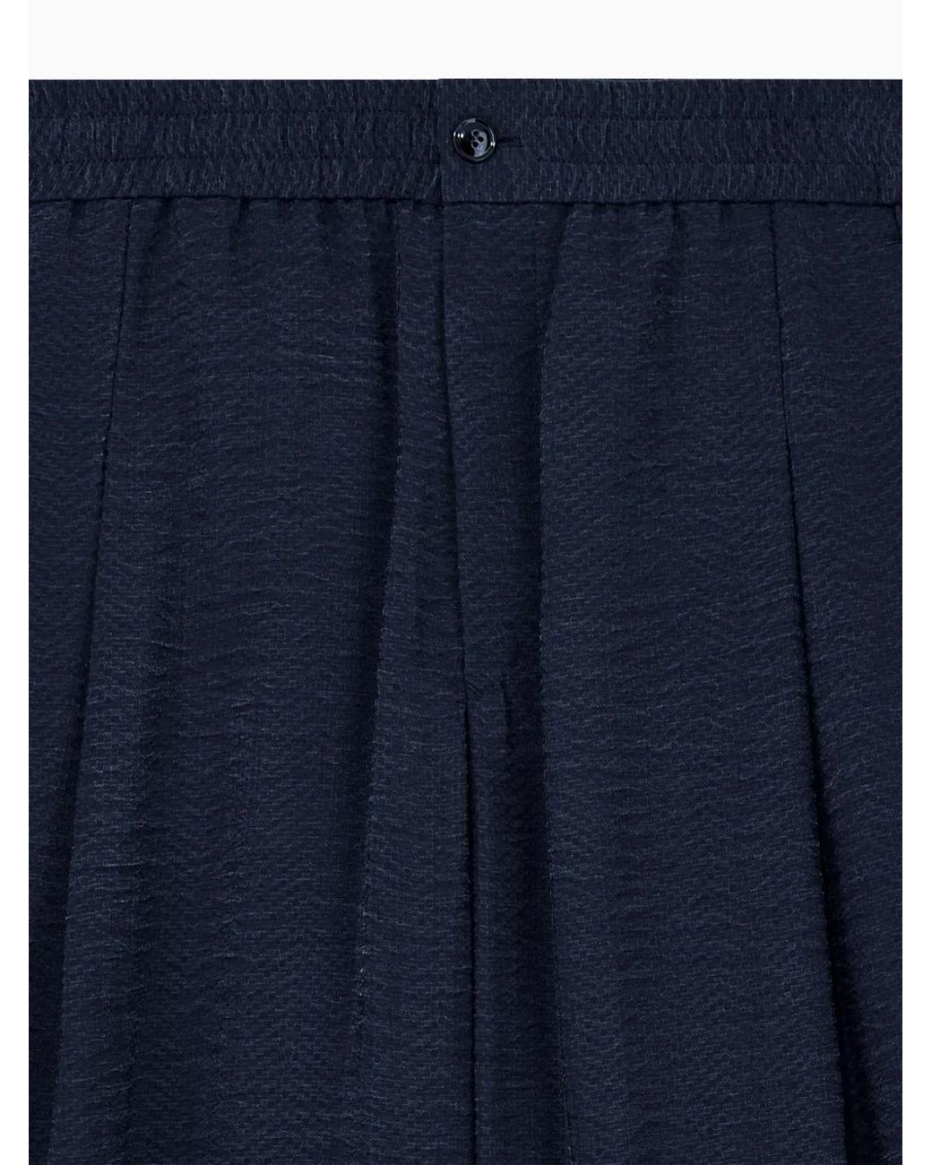 Giorgio Armani Blue Crinkled-Effect Tapered Trousers for men