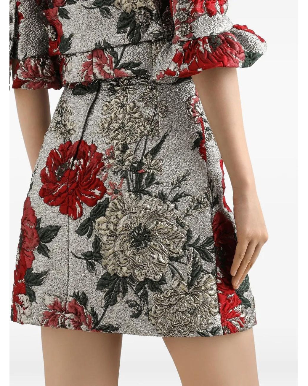 Dolce & Gabbana Gray Dolce & Gabbana Floral Print Skirt