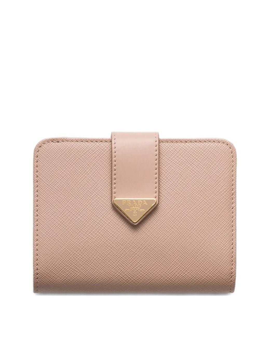 Prada Pink Small Saffiano And Smooth Leather Wallet