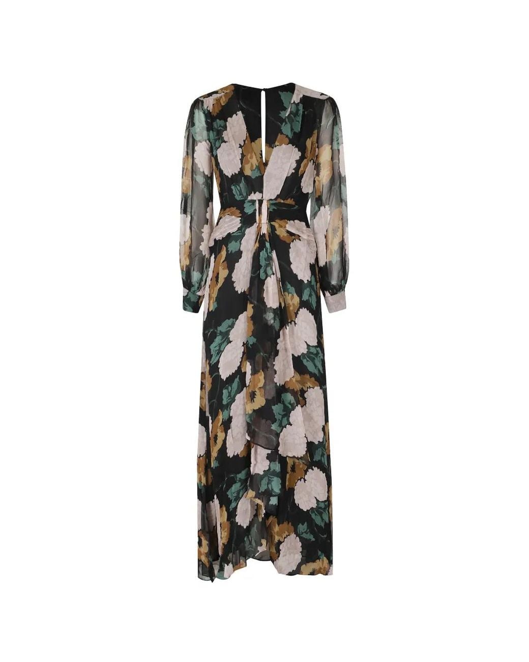 Rixo White Meera Charcoal Floral-Print Silk-Chiffon Dress
