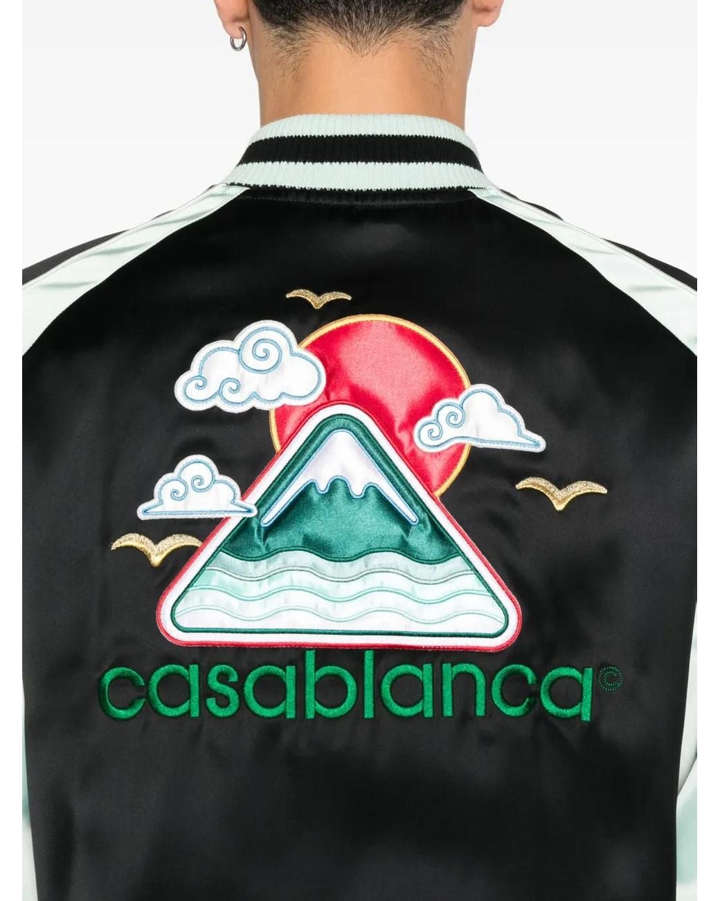 Casablanca Black Embroidered Logo Bomber Jacket for men