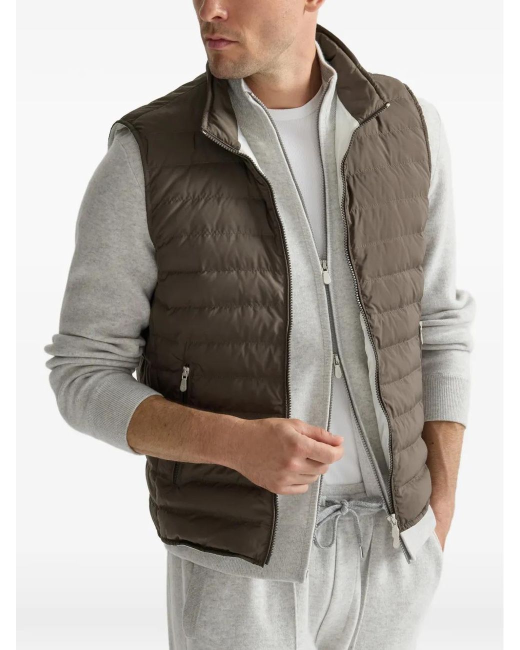Brunello Cucinelli Brown Quilted Gilet for men
