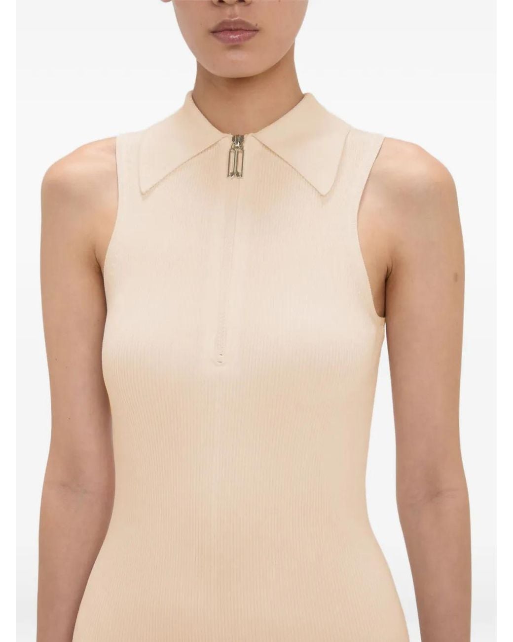 Victoria Beckham White Mira Zip-Up Midi Dress