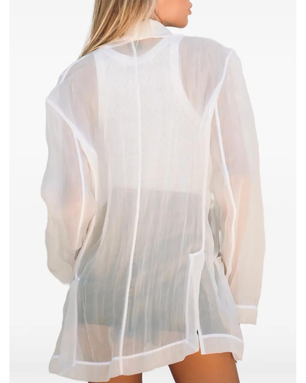 Tessitura Body Couture White Organza Silk Silk Sheer Blazer