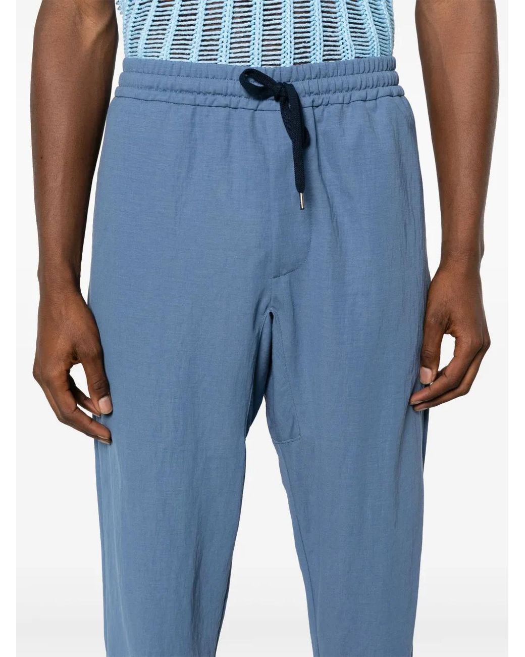 Harris Wharf London Blue Comfort Tapered Trousers for men