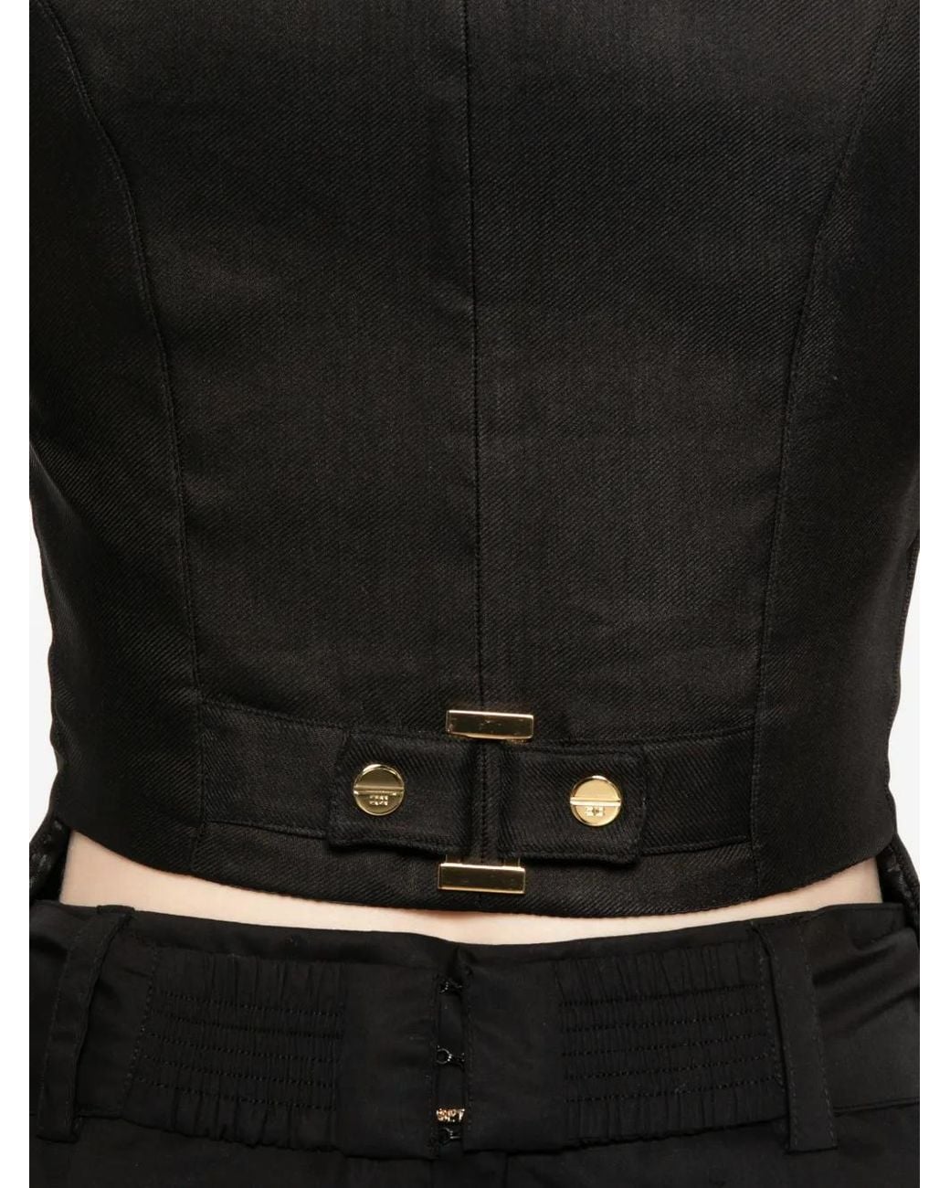 Elisabetta Franchi Black Linen-Blend And Crêpe Waistcoat