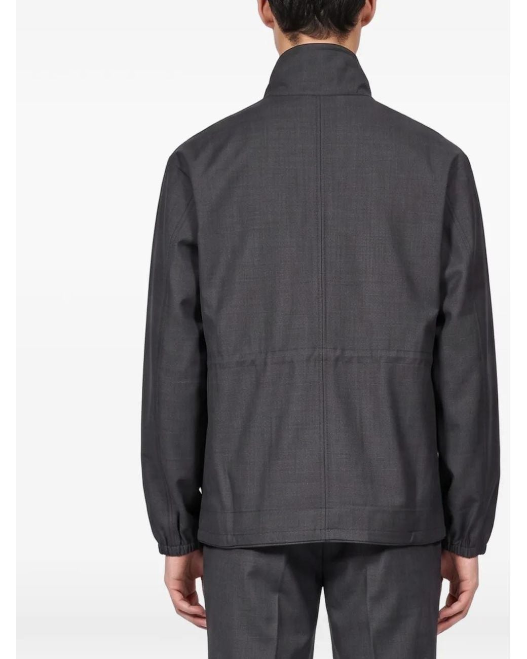 _J.L - A.L_ Gray Barbette Drawstring-Waist Zip-Up Jacket for men
