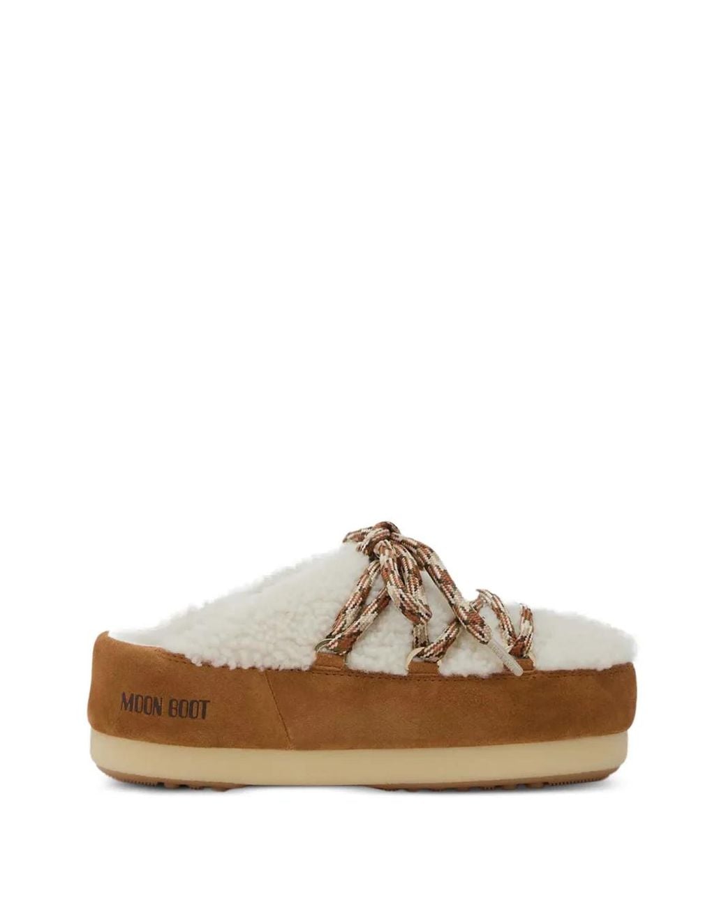 Moon Boot Brown Shearling-Trim Lace-Up Sandals