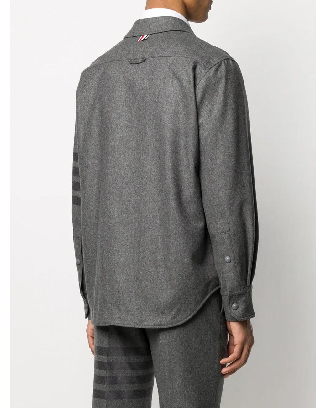Thom Browne Gray Flannel 4-Bar Shirt Jacket for men