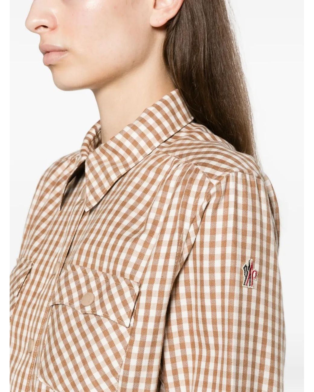 Moncler Natural Checkered-Print Shirt
