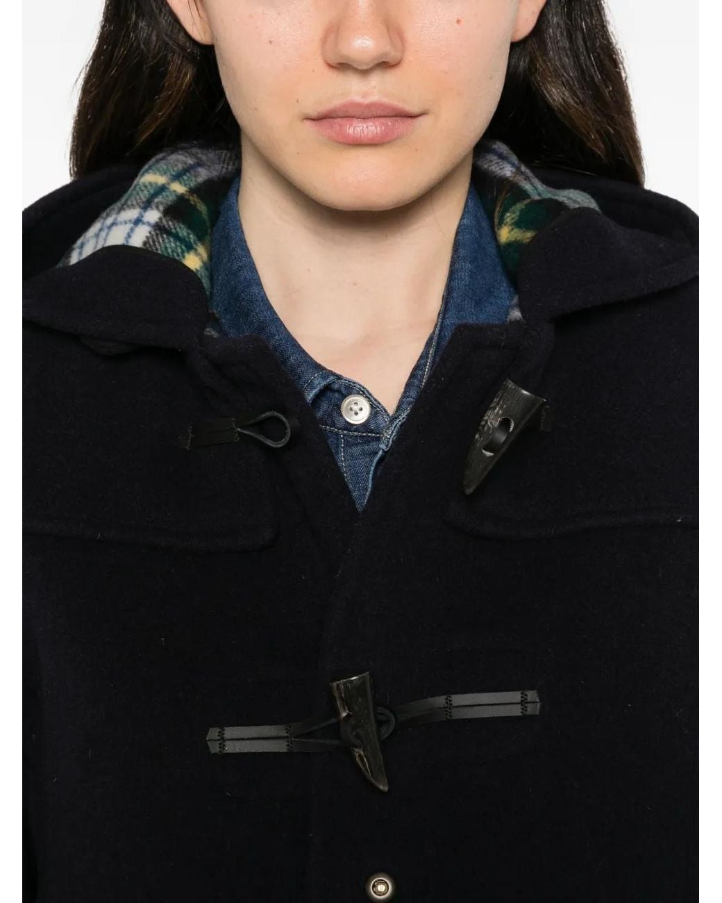 Gloverall Black Toggle-Fastening Hooded Duffle Coat
