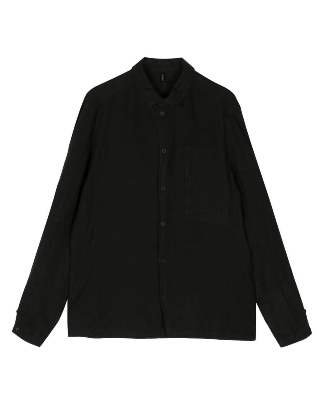 Transit Black Long-Sleeve Linen Shirt for men