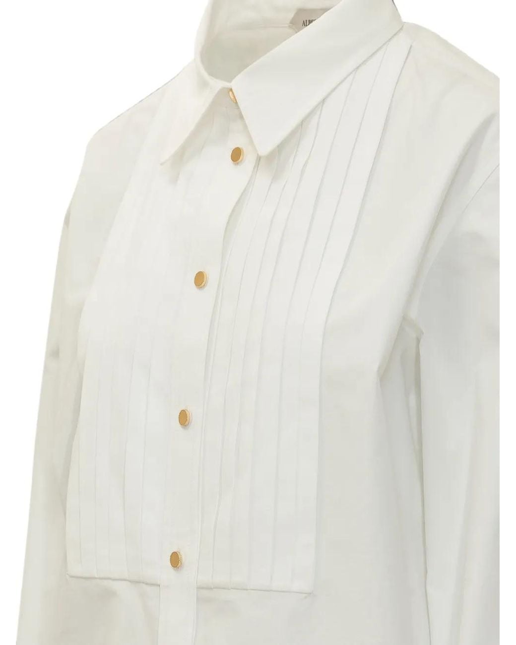 Alberta Ferretti White Pleated-Bib Shirt