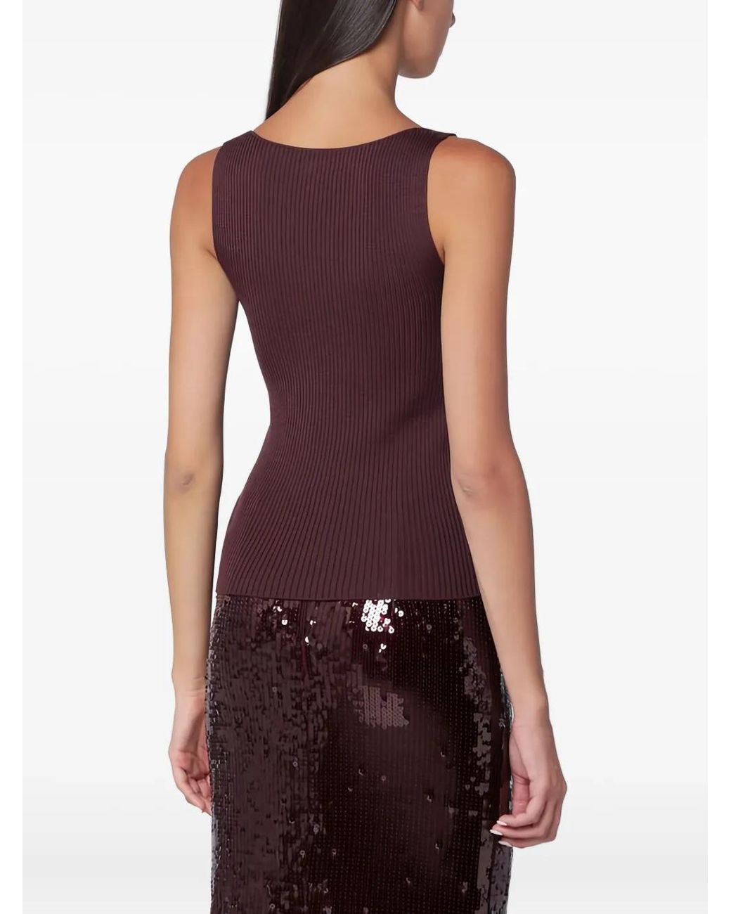Roberto Collina Purple Canotta Ribbed Top