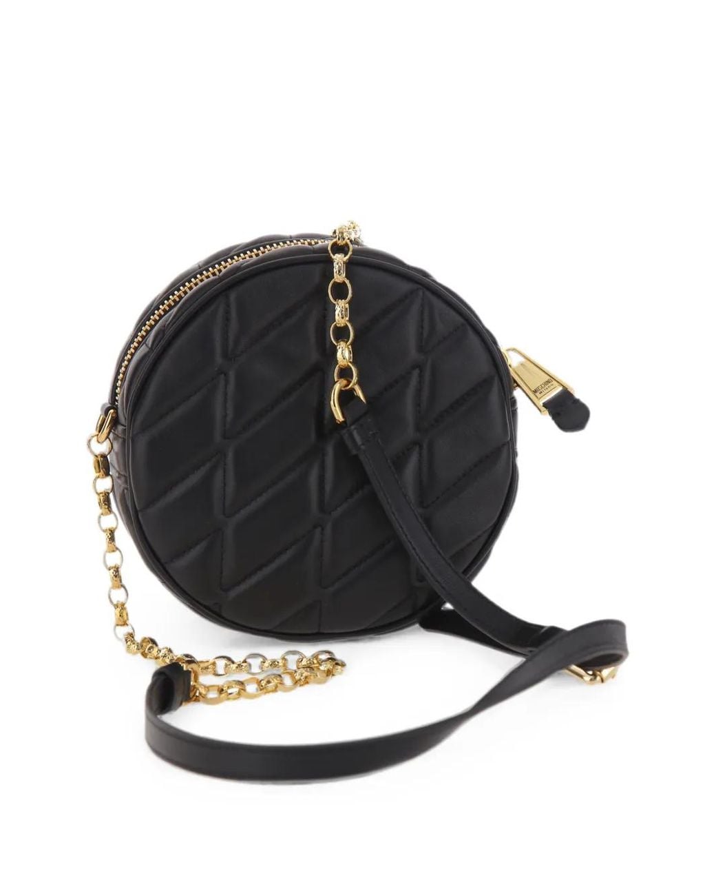 Moschino Black Double Smile Quilted Cross Body Bag