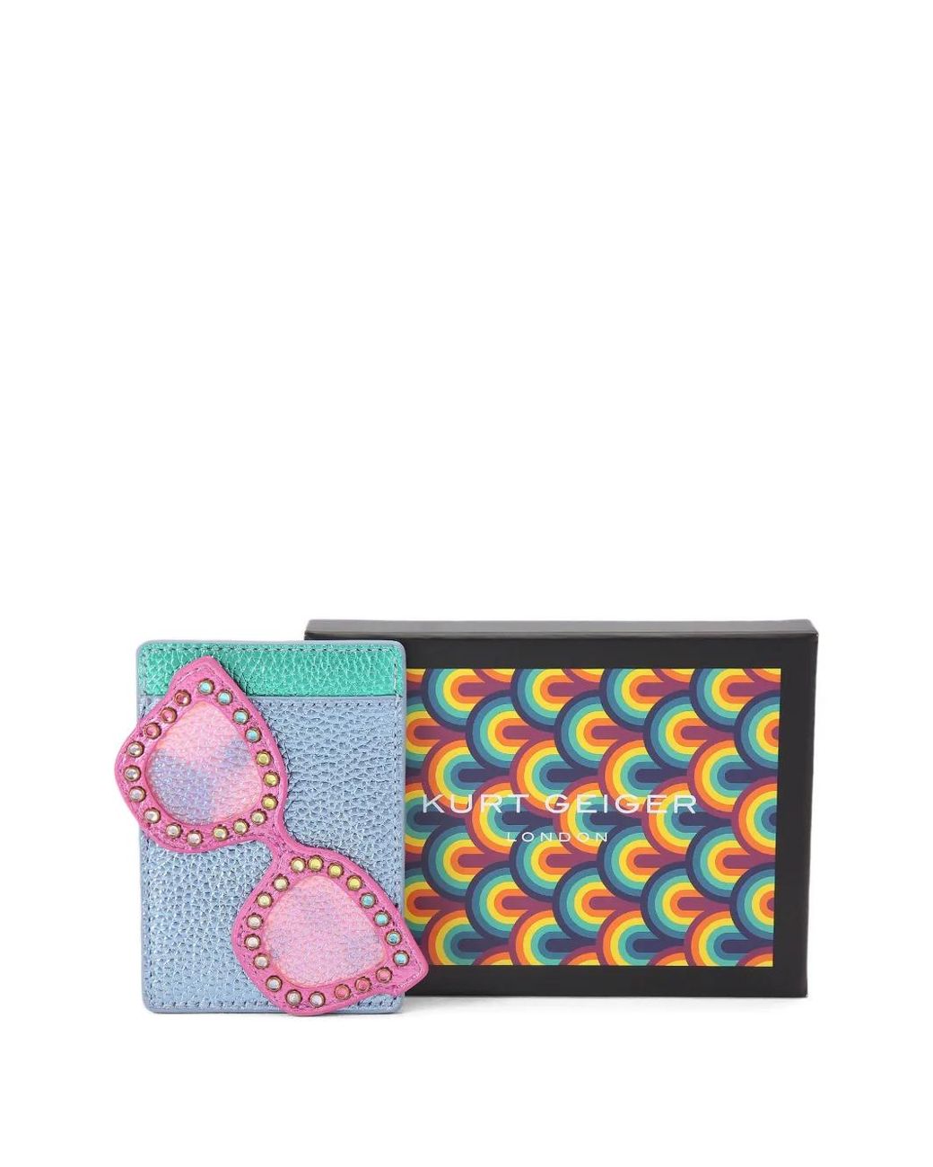 Kurt Geiger Gray Sunglasses-Motif Leather Card Holder