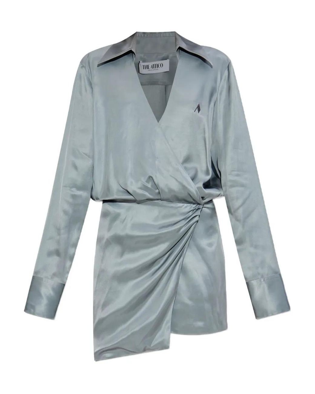 The Attico Blue Wrap-Front Mini Dress