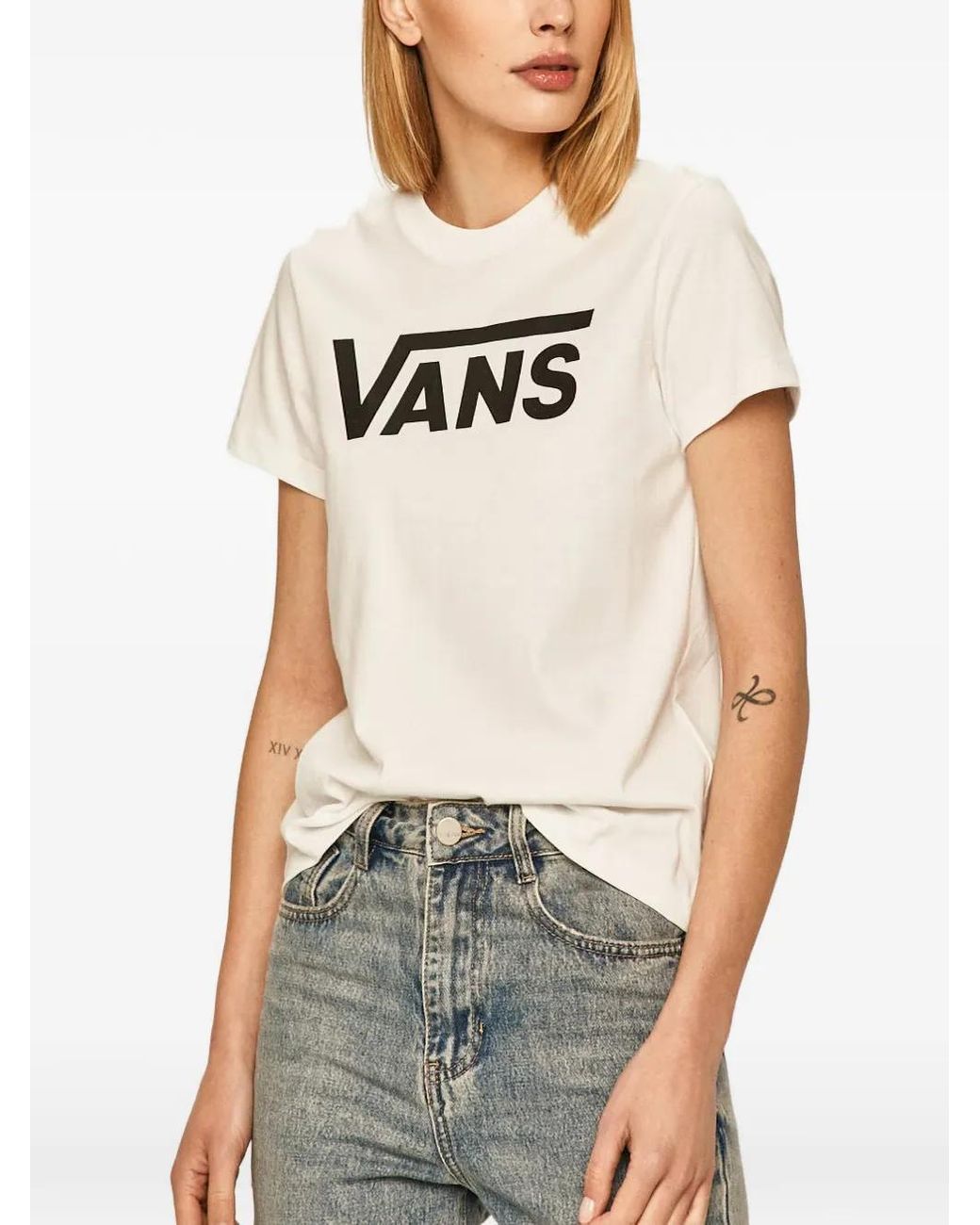 Vans White Logo-Detail T-Shirt
