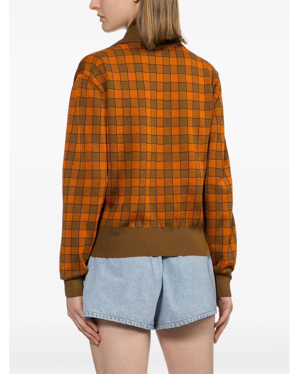 Toga Brown Checked V-Neck Cardigan