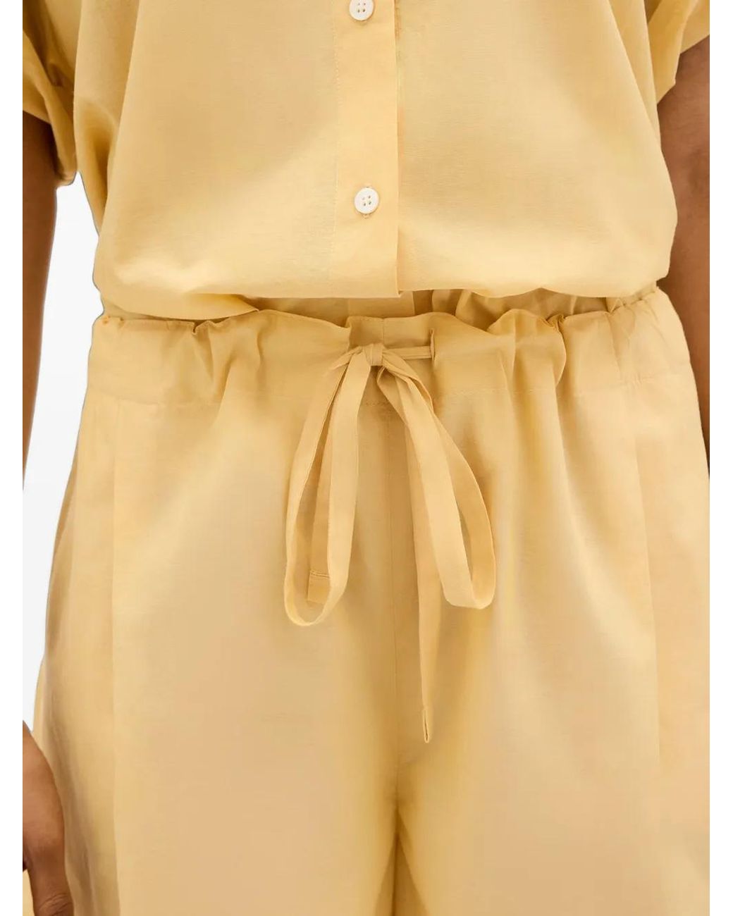 Another Tomorrow Natural Pleated Cotton Shorts