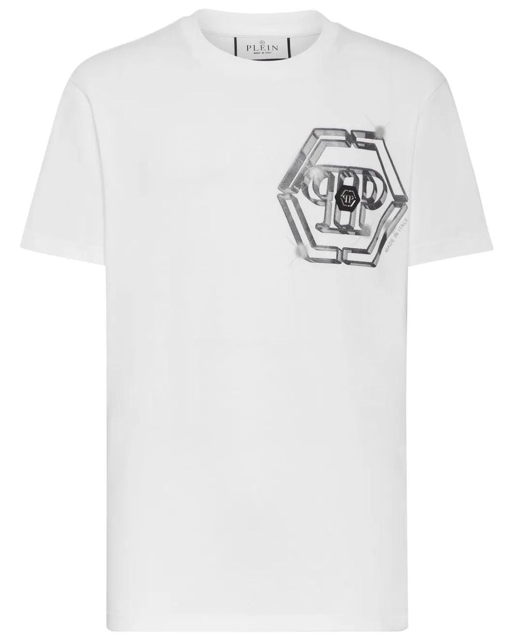 Philipp Plein White Logo-Print Short-Sleeve T-Shirt for men