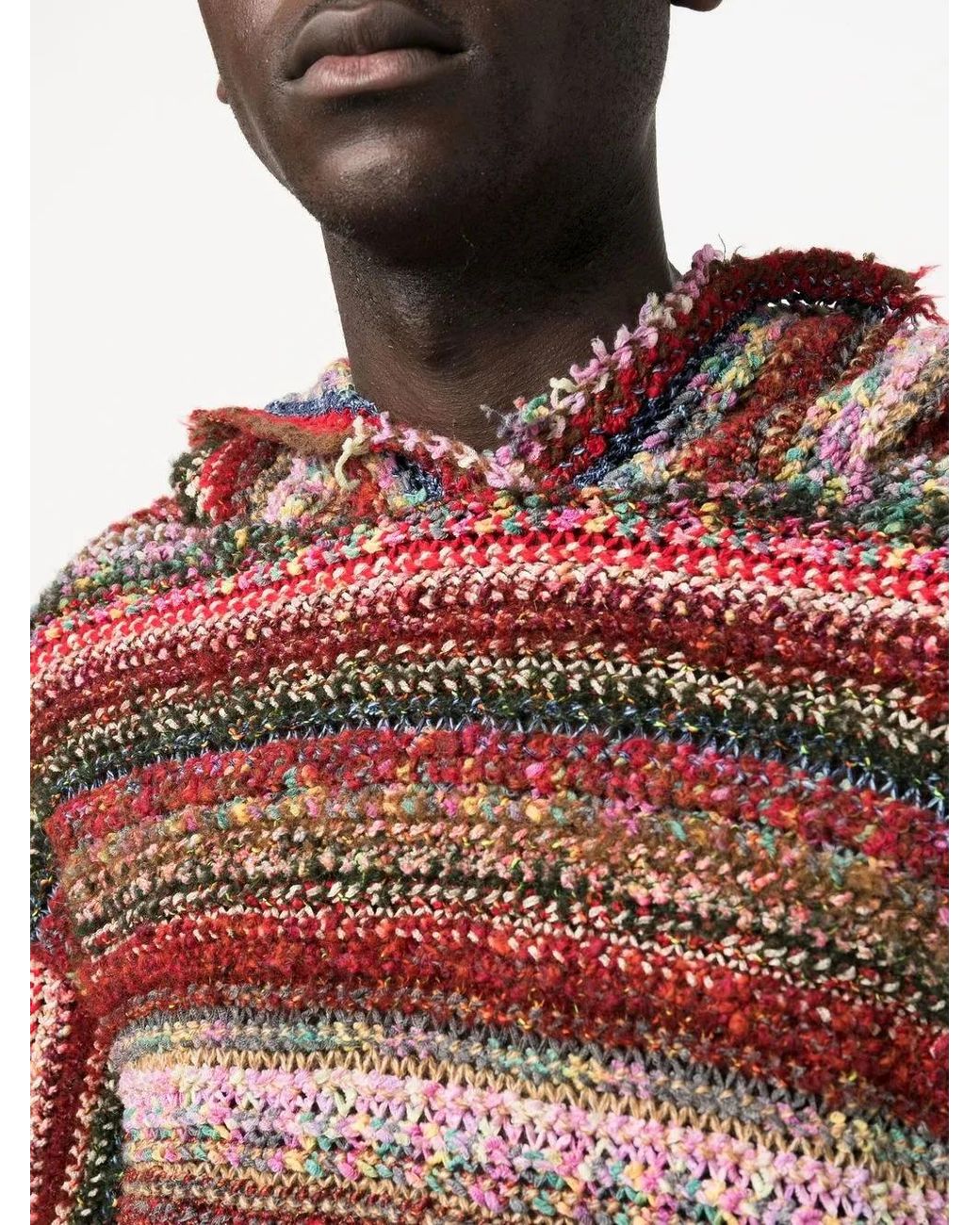 VITELLI Red Striped Recycled Wool Hoodie for men