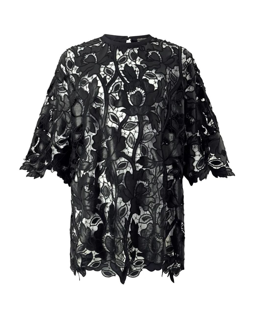 Roberto Cavalli Black Floral-Lace Top