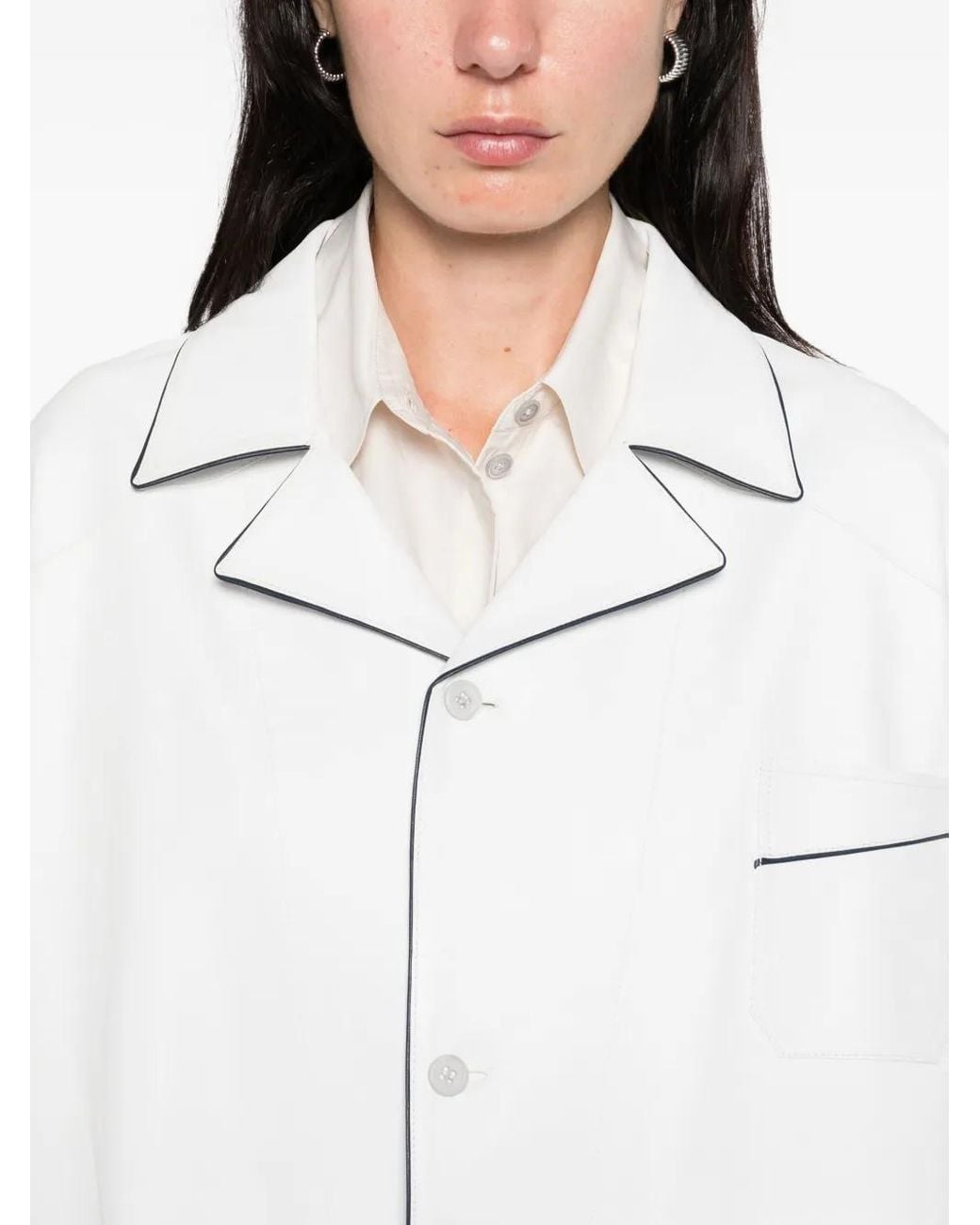 Prada White Piped-Trim Jacket