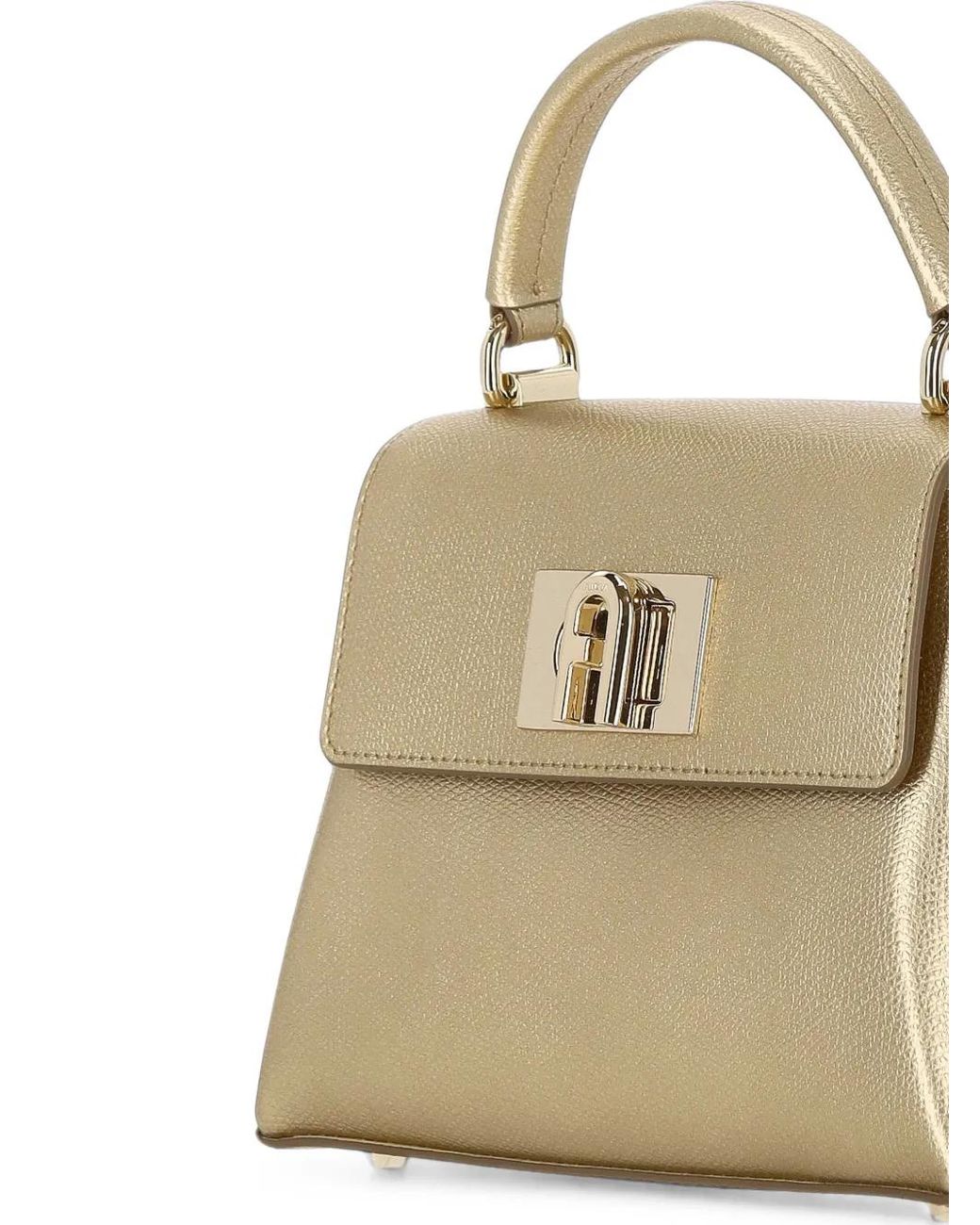 Furla Natural Metallic-Effect Leather Tote Bag