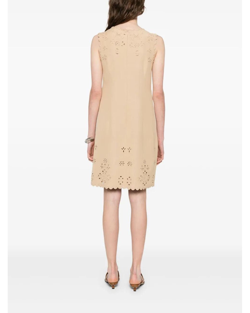 Ermanno Scervino Natural Broderie-Anglaise Midi Dress