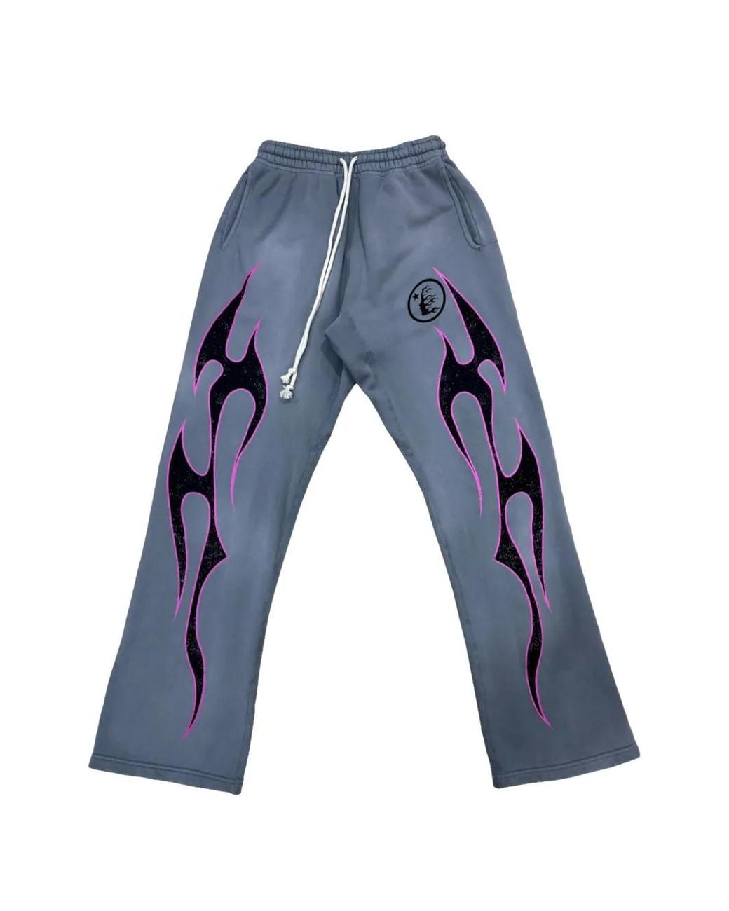 HELLSTAR Blue Flame-Print Track Pants for men