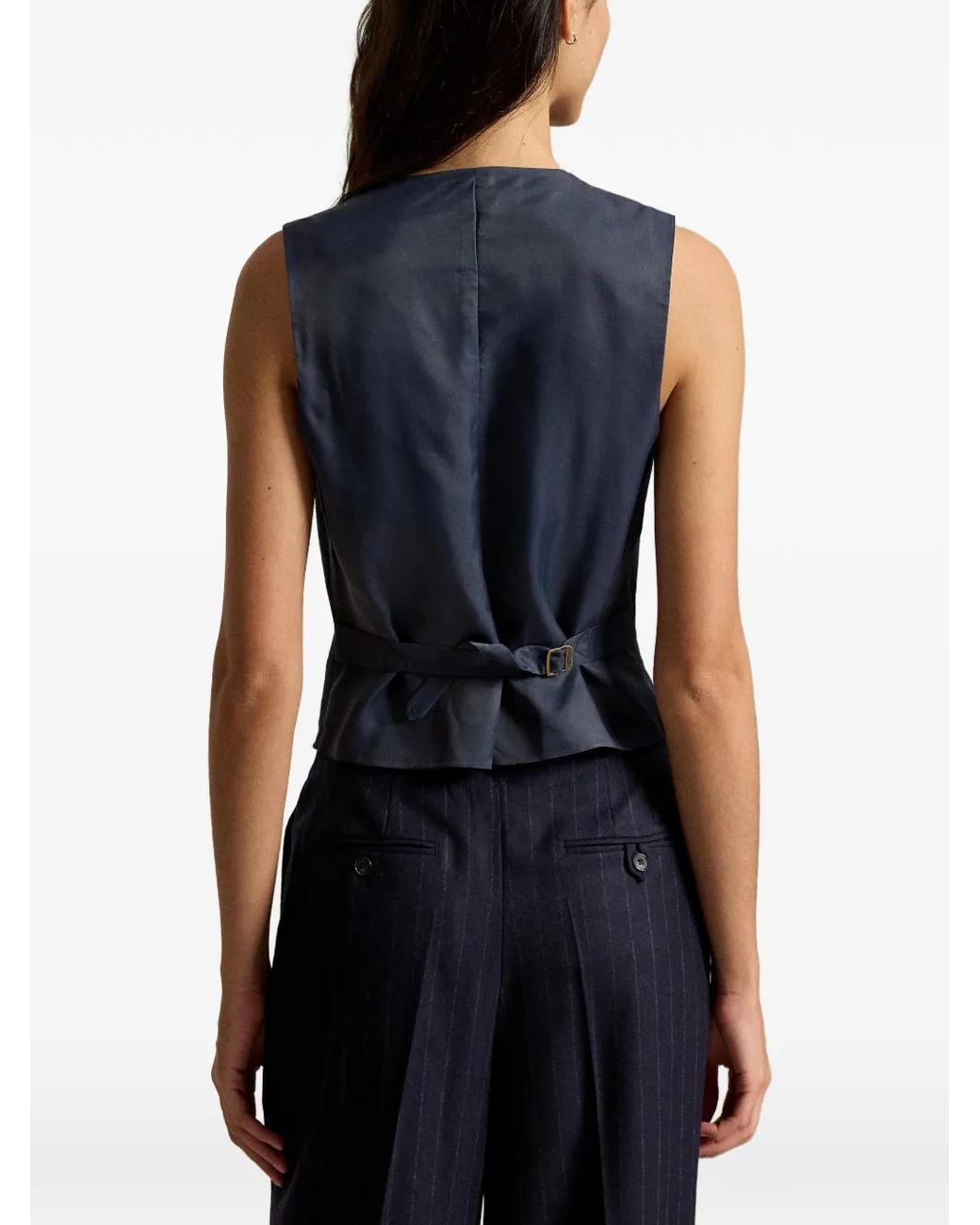 Polo Ralph Lauren Blue Pinstripe-Pattern Gilet