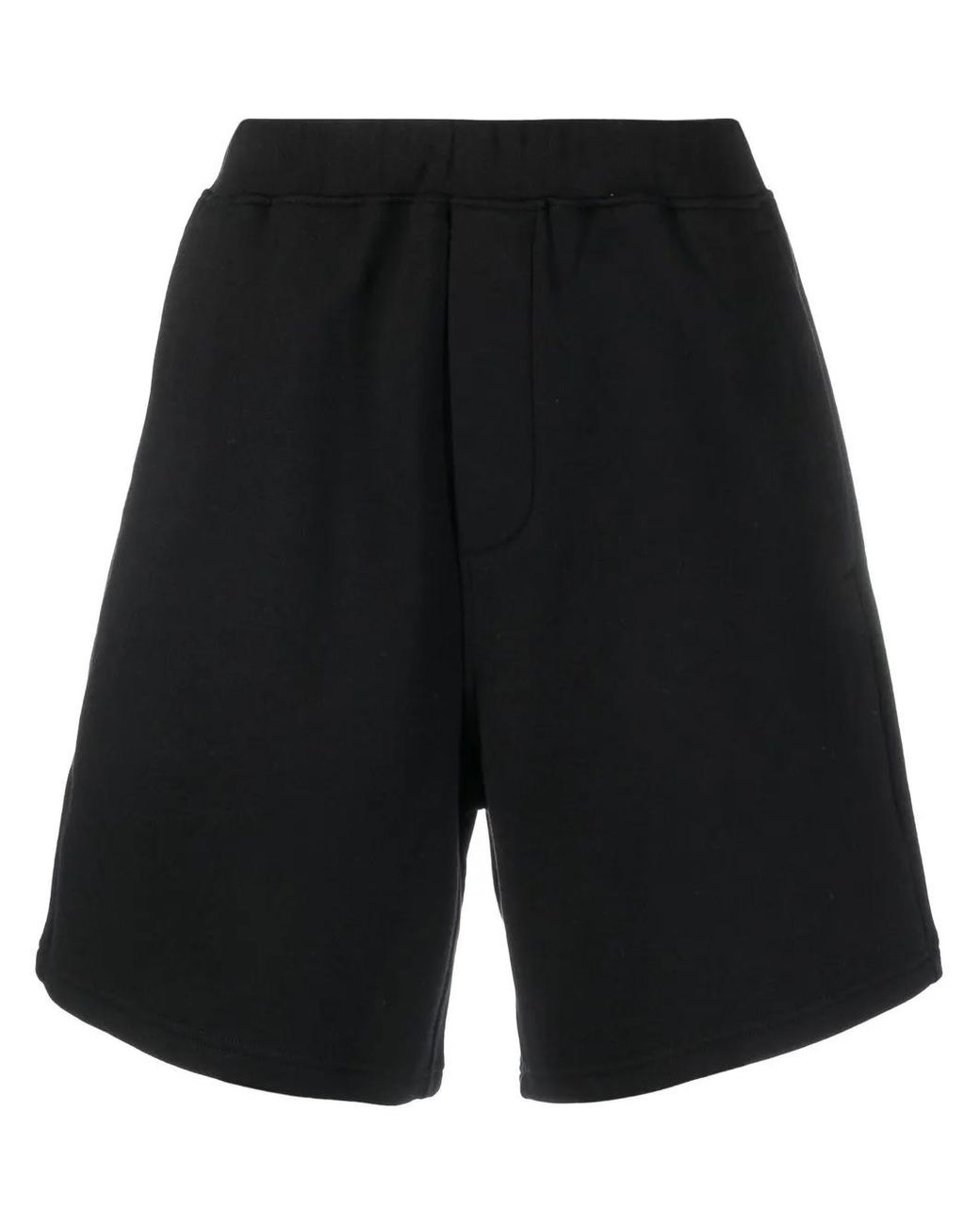 DSquared² Black Knee-Length Cotton Track Shorts for men