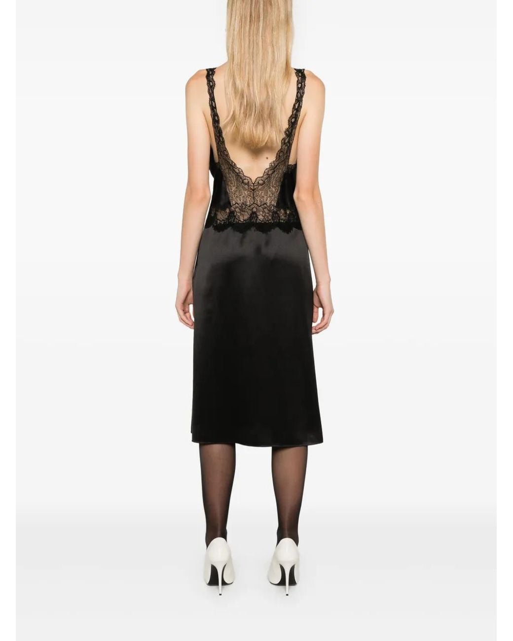Midi Dresses Saint Laurent de color Black