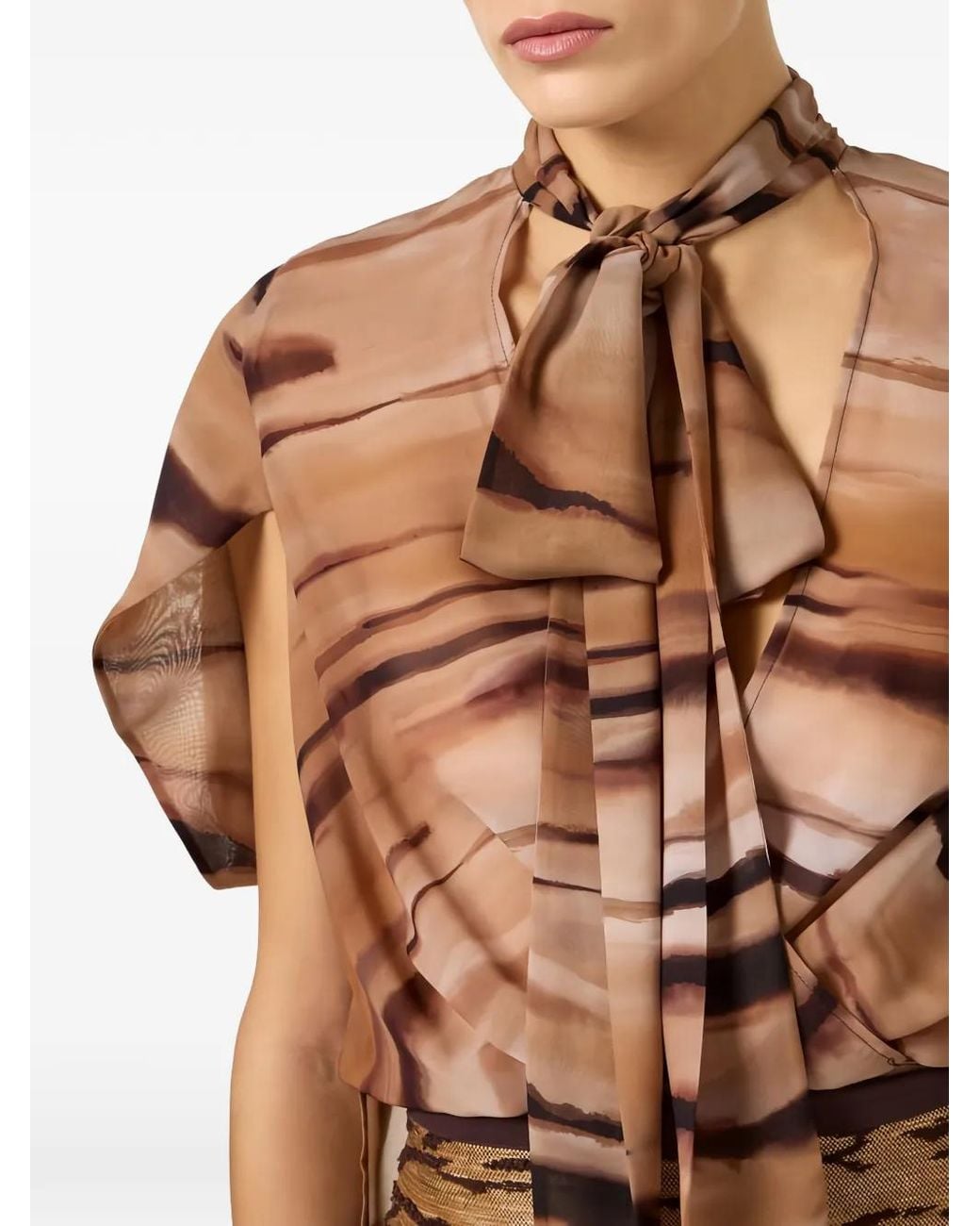 Elisabetta Franchi Natural Bi Material Mini Dress