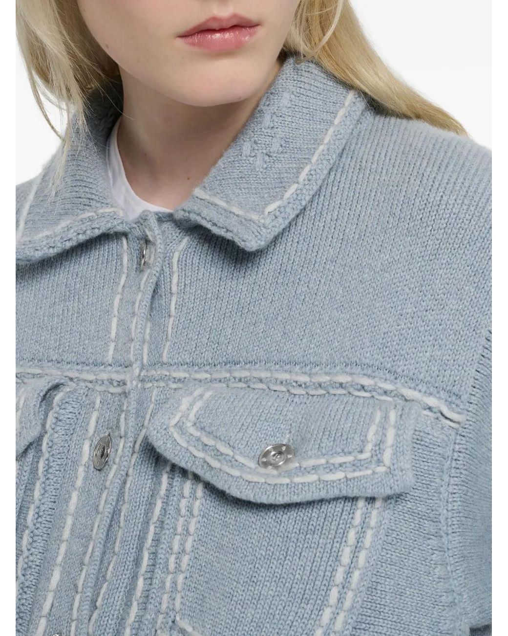 Barrie Blue Contrast-Stitching Jacket