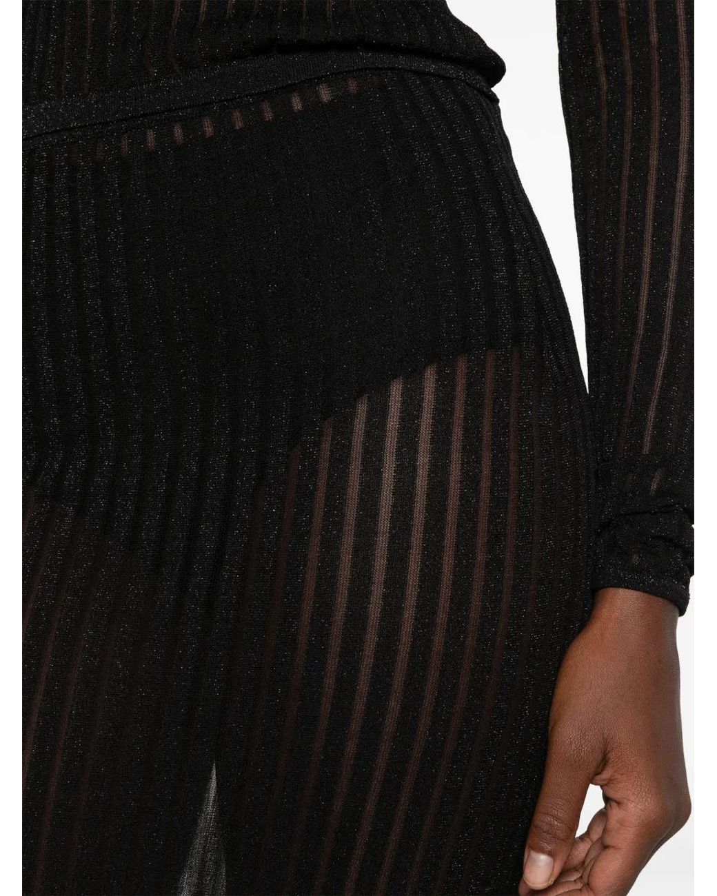 Dondup Black Sheer-Knit Maxi Skirt