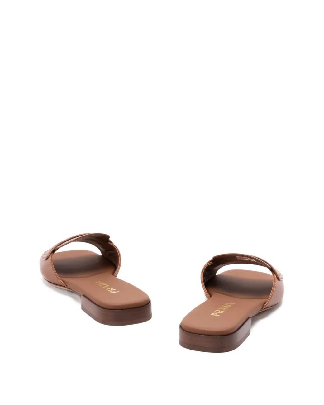 Prada Brown Sandales En Cuir À Logo
