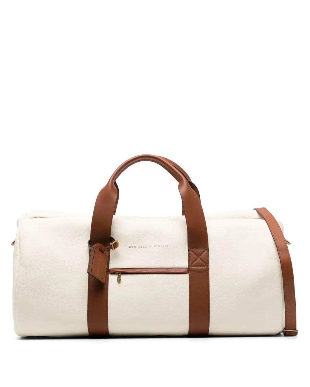 Brunello Cucinelli Pink Logo-Stamp Leather Holdall for men