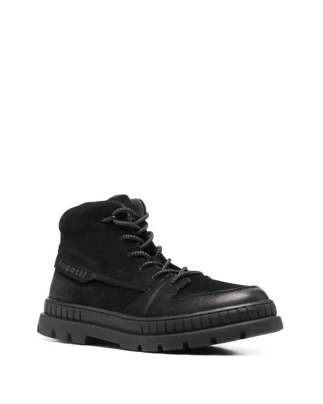 Bugatti Black Nubuck Panelled Lace-Up Ankle Boots for men