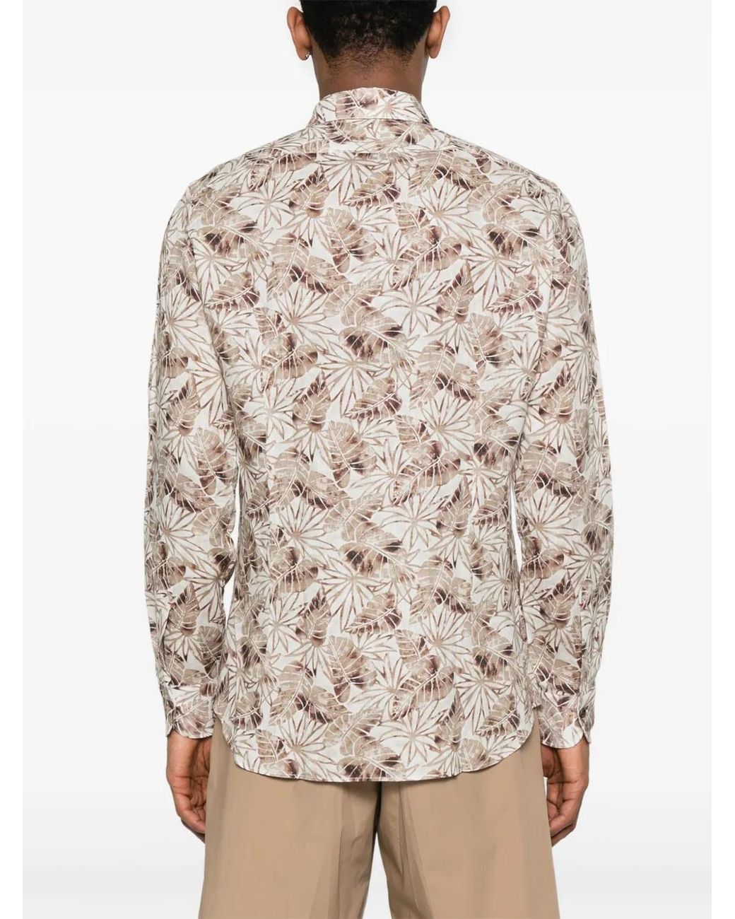 Camisa Con Hojas Estampadas Mazzarelli de hombre de color Natural
